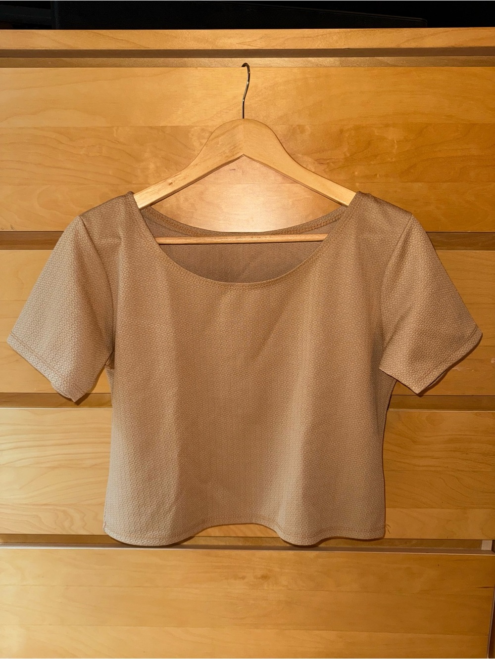 Camel Textured Short Sleeve Top M